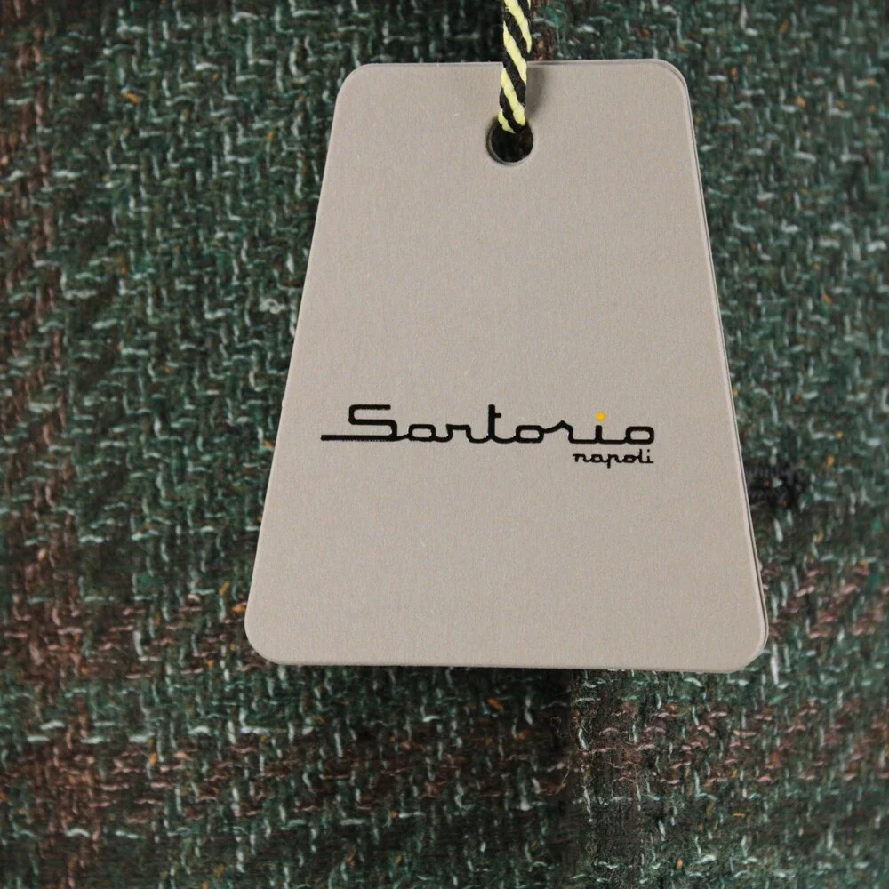 Sartorio Kiton NWT Wool Blend Sport Coat Size 52R (42R US) Green w/ Brown Plaid